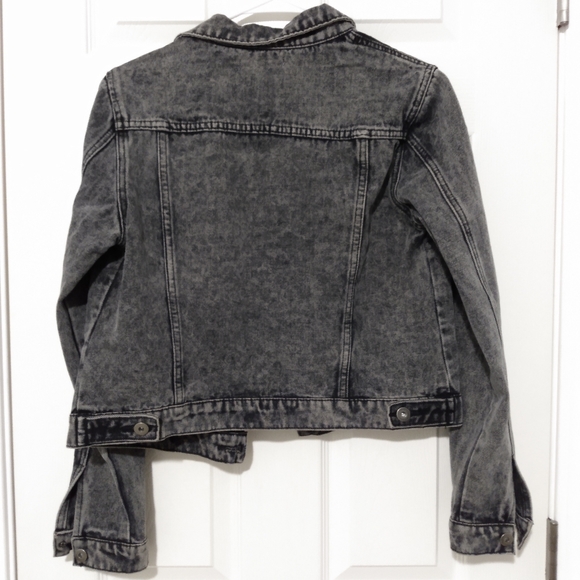 Black Acid Wash Denim Jacket - Picture 6 of 6